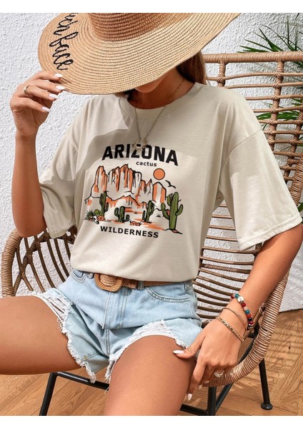 Kadın Arizona Wilderness Baskılı Oversize T-Shirt