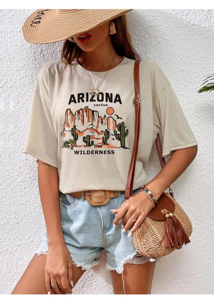 Kadın Arizona Wilderness Baskılı Oversize T-Shirt