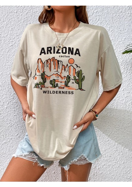 Kadın Arizona Wilderness Baskılı Oversize T-Shirt