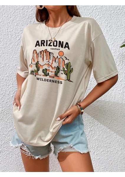 Kadın Arizona Wilderness Baskılı Oversize T-Shirt