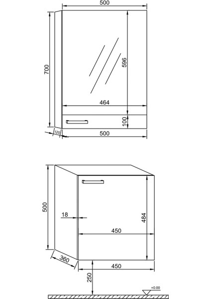 Çizgi 50 cm Beyaz Mdf Banyo Dolabı Takımı