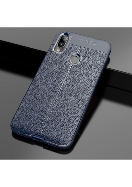 Samsung Galaxy A10S Kılıf Deri Tarzı Niss Silikon Case Lacivert