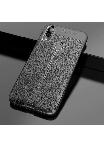 Samsung Galaxy A10S Kılıf Deri Tarzı Niss Silikon Case Siyah