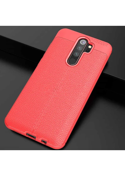 Xiaomii  Redmi Note 8 Pro Kılıf Deri Tarzı Niss Silikon Case Kırmızı