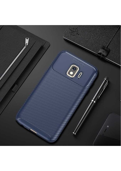 Samsung Galaxy J2 Core Kılıf Karbon Silikon Case Lacivert