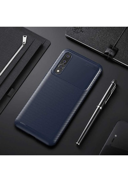 Huawei P20 Pro Kılıf Karbon Silikon Case Lacivert