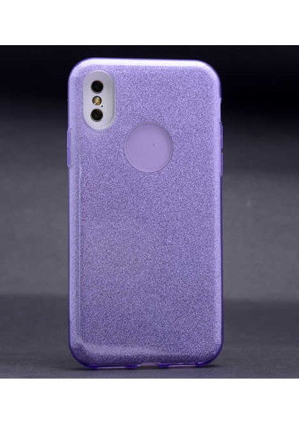 Apple iPhone x Kılıf Simli Parlak Shining Kapak Mavi