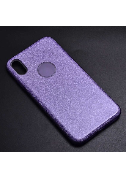 Apple iPhone Xs Max 6.5 Kılıf Simli Parlak Shining Kapak Mor