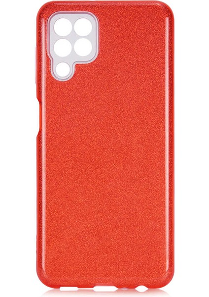 Samsung Galaxy A22 4g Kılıf Simli Parlak Shining Kapak Kırmızı