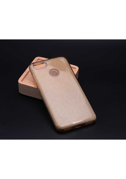 Huawei Y7 2018 Kılıf Simli Parlak Shining Kapak Gold