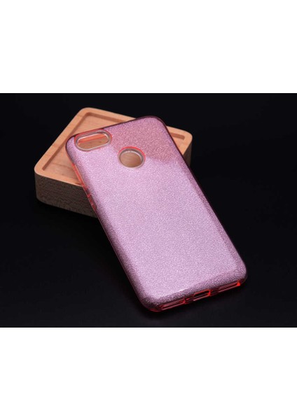 Huawei Y7 2018 Kılıf Simli Parlak Shining Kapak Rose Gold