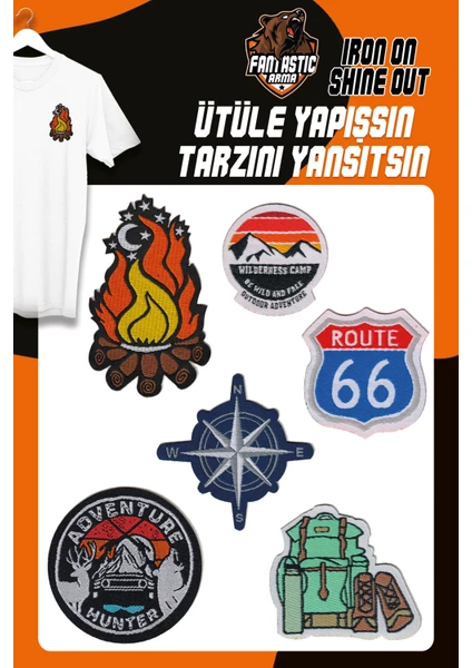 Ütü Ile Yapışan Dokuma Arma Seti Patch Yama Kamp, Kampçı, Doğa Modeli