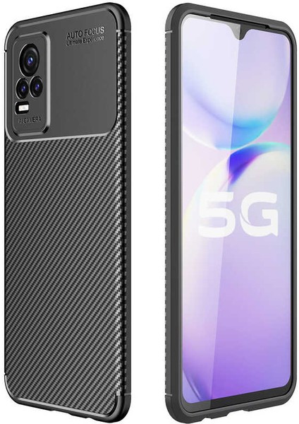 Vivo V21E Kılıf Karbon Silikon Case Siyah