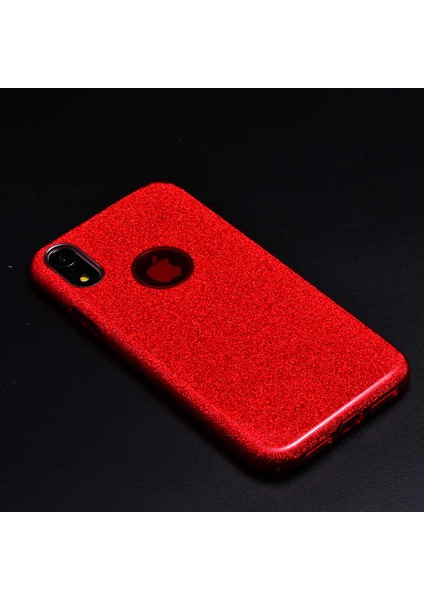 Apple iPhone Xr 6.1 Kılıf Simli Parlak Shining Kapak Kırmızı