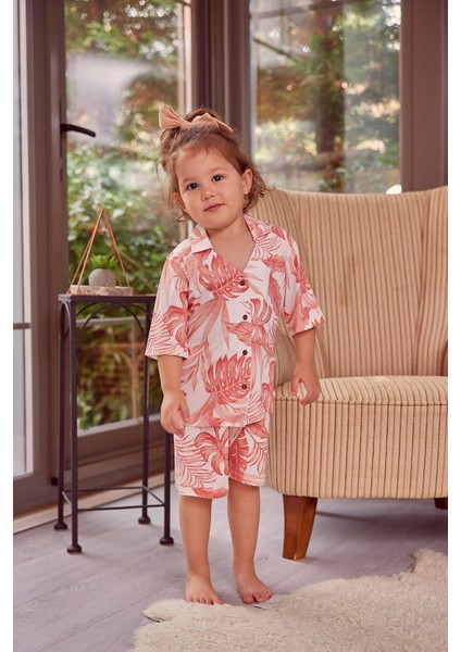 Kız Çocuk Düğmeli Kısa Kollu Pijama Takımı