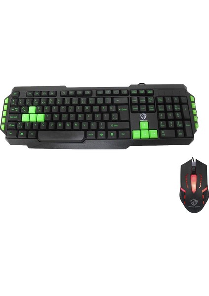 Gaming Series Gamy Plus Oyuncu Klavye Mouse Seti Renkli Tuşlar Gaming Klavye + Işıklı Mouse Türkçe Q