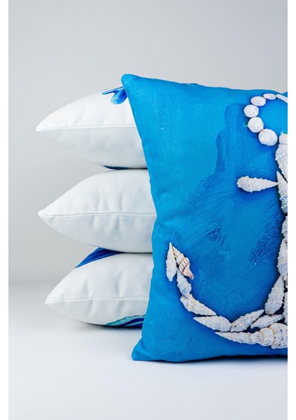 Çift Taraflı Mavi Marin Desenli 4'lü Dijital Baskılı Kırlent Kılıfı Seti 4KMBS001-CT modelleri