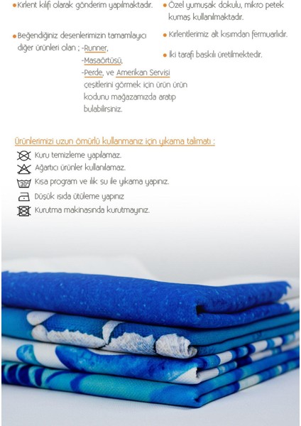 Çift Taraflı Mavi Marin Desenli 4'lü Dijital Baskılı Kırlent Kılıfı Seti 4KMBS001-CT indirimleri