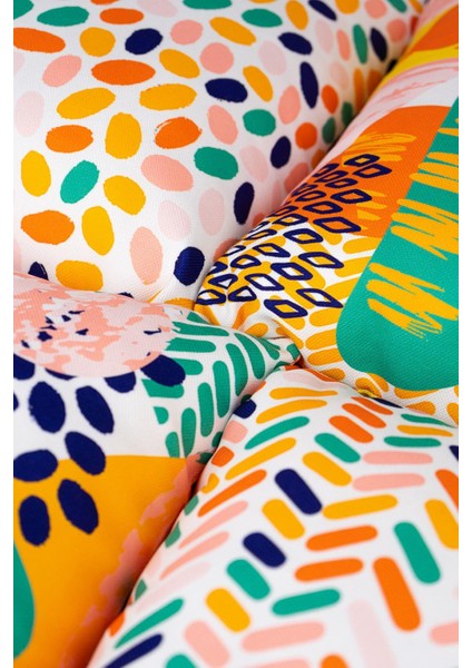 Çift Taraflı Turuncu Yeşil Tropik Geometrik Desenli 4'lü Dijital Baskılı Kırlent Kılıfı Seti 4KMBS247-CT fırsatları