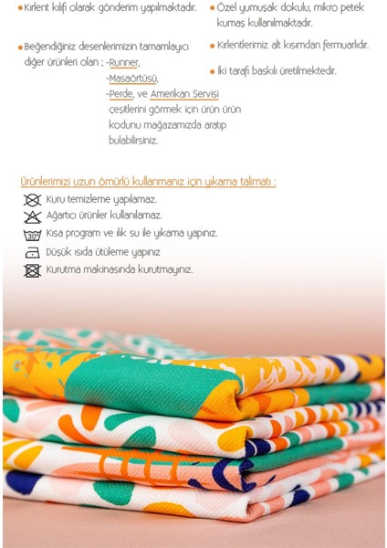 Çift Taraflı Turuncu Yeşil Tropik Geometrik Desenli 4'lü Dijital Baskılı Kırlent Kılıfı Seti 4KMBS247-CT indirimleri