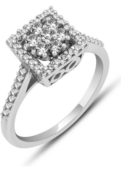 Gümüş Kare Zirkon Taşlı Kadın Yüzük