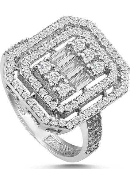 Gümüş Baget Kesim Kadın Yüzük