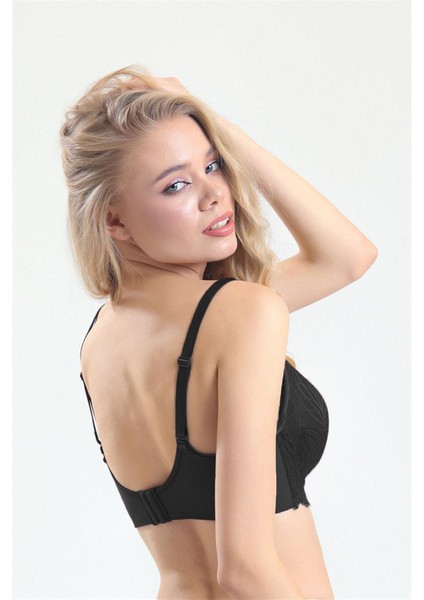 5685 Kadın Dantelli Süngerli Büyük Beden Toparlayıcı Sütyen-Siyah fiyatları
