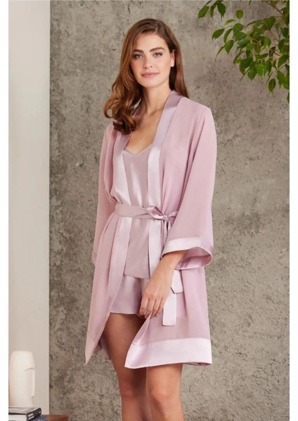 Pierre Cardin 7085 Kadın Çeyizlik Dantelli Saten 4'lü Set-Rose