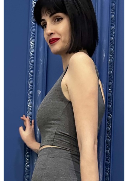 Gri Tek Omuz Crop Üst fiyatları