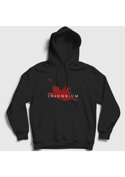 Unisex Siyah Birds Insomnium Kapüşonlu Sweatshirt
