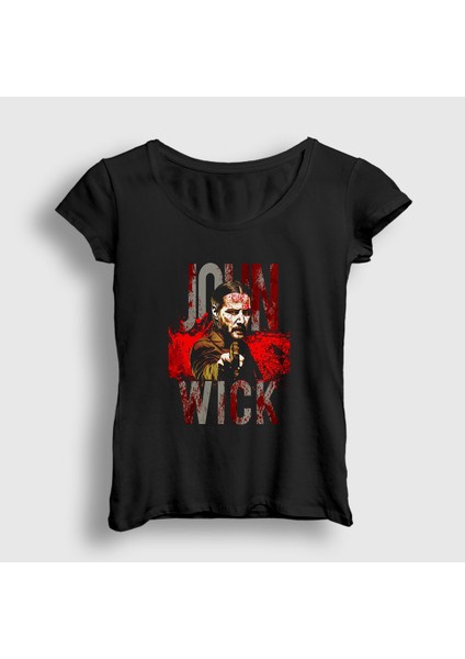 Kadın Siyah Blood John Wick T-Shirt