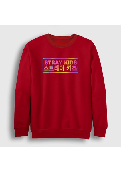 Unisex Kırmızı Colors Stray Kids Sweatshirt