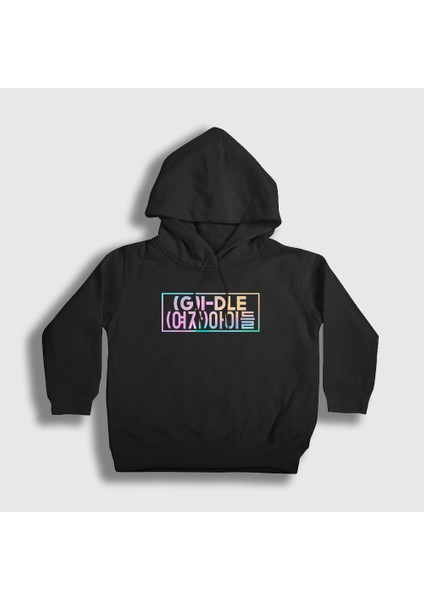 Unisex Çocuk Siyah Colors K-Pop G I Dle Kapüşonlu Sweatshirt