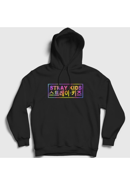 Unisex Siyah Colors Stray Kids Kapüşonlu Sweatshirt