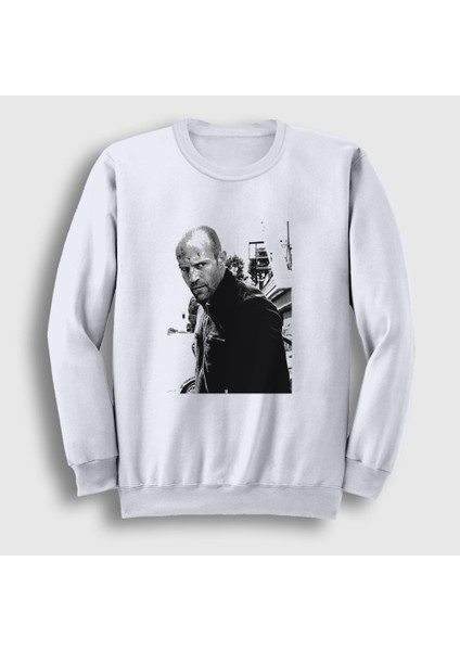 Unisex Beyaz Crank Jason Statham Sweatshirt
