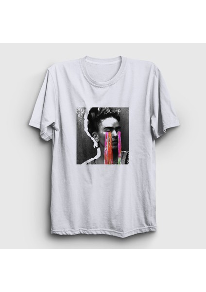 Unisex Beyaz Cry Frida Kahlo T-Shirt