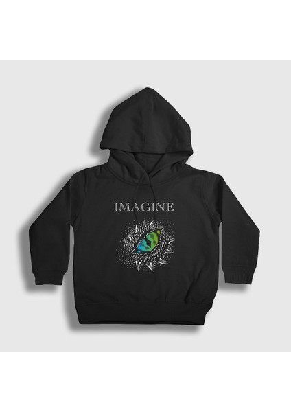 Unisex Çocuk Siyah Eye Imagine Dragons Kapüşonlu Sweatshirt