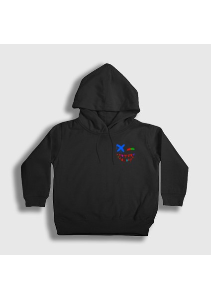 Unisex Çocuk Siyah Face Gorillaz Kapüşonlu Sweatshirt