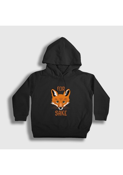 Unisex Çocuk Siyah For Fox Sake Tilki Kapüşonlu Sweatshirt