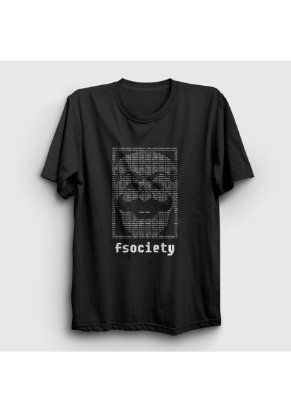 Unisex Siyah Fsociety Hacker Mr Robot T-Shirt