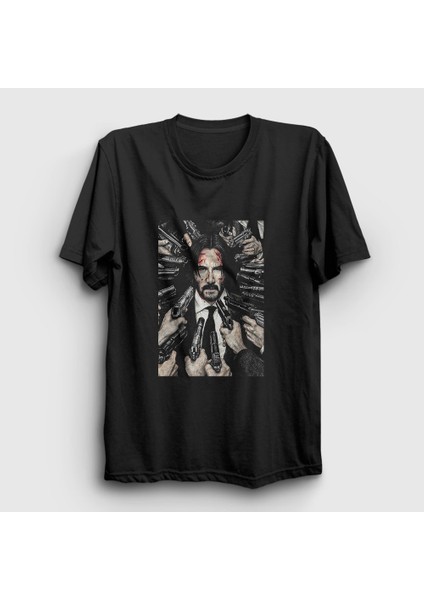 Unisex Siyah Guns John Wick T-Shirt