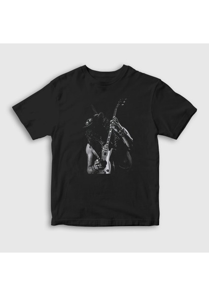 Unisex Çocuk Siyah Hold Guitarist Guns N' Roses Slash T-Shirt