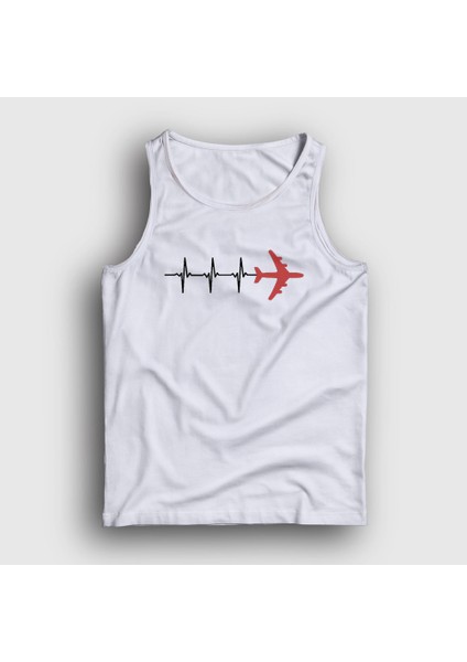 Unisex Beyaz Heartbeat Pilot Airplane Uçak Atlet