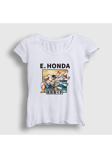 Kadın Beyaz Honda Oyun Street Fighter T-Shirt