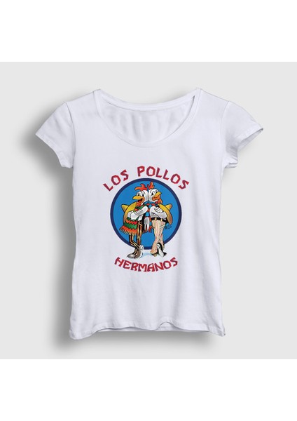 Kadın Beyaz Los Pollos Hermanos Breaking Bad T-Shirt