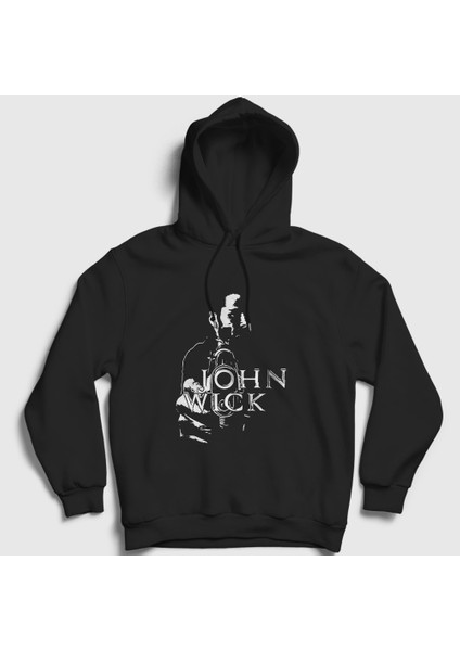 Unisex Siyah John Wick Kapüşonlu Sweatshirt