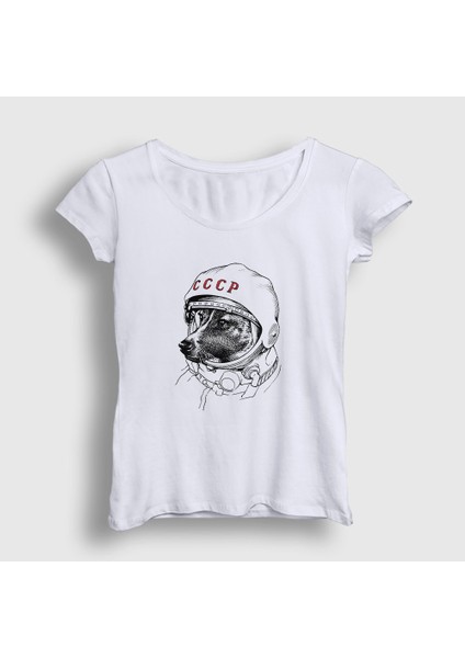 Kadın Beyaz Laika Space Traveler Cccp T-Shirt