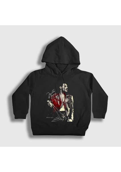 Unisex Çocuk Siyah Legend Queen Freddie Mercury Kapüşonlu Sweatshirt