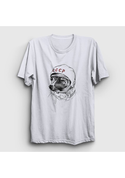 Unisex Beyaz Laika Space Traveler Cccp T-Shirt