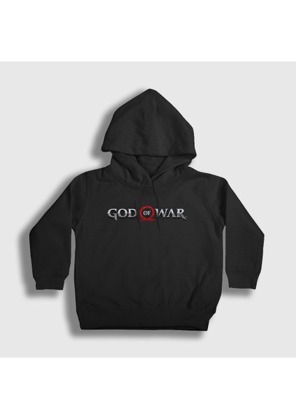 Unisex Çocuk Siyah Logo God Of War Kapüşonlu Sweatshirt